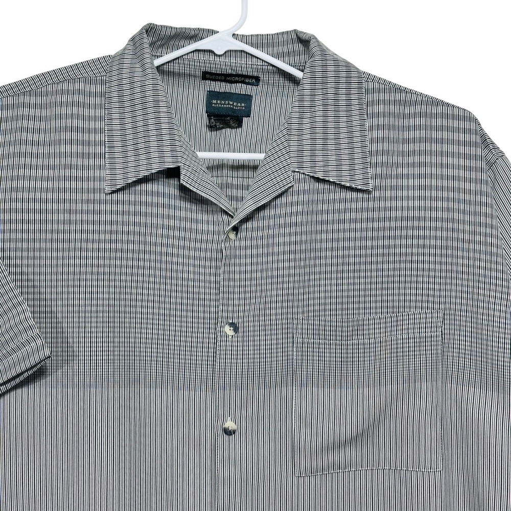 Menswear Alexander Lloyd Black White Micro Stripe Sueded Microfiber Shirt 2X Big